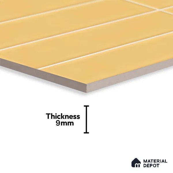 Faux Subway Look Glossy Finish Yellow Ceramic Wall Tile | TL 06769 B 2 ft x 1 ft - 9 mm | Suitable For Kitchen & Bathroom