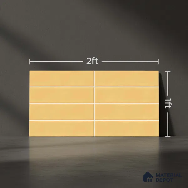 Faux Subway Look Glossy Finish Yellow Ceramic Wall Tile | TL 06769 B 2 ft x 1 ft - 9 mm | Suitable For Kitchen & Bathroom