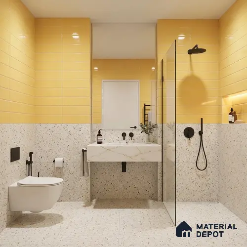 Faux Subway Wall Tile TL 06769 B Lustra Golden Mirage 2 ft x 1 ft Ceramic Glossy Finish - 9 mm | Suitable for Bathroom, Kitchen backsplash | Please Expect a Slight Variation of Pattern