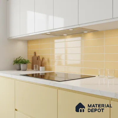 Faux Subway Wall Tile TL 06769 B Lustra Golden Mirage 2 ft x 1 ft Ceramic Glossy Finish - 9 mm | Suitable for Bathroom, Kitchen backsplash | Please Expect a Slight Variation of Pattern (Sample)