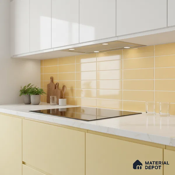 Faux Subway Wall Tile TL 06769 B Lustra Golden Mirage 2 ft x 1 ft Ceramic Glossy Finish - 9 mm | Suitable for Bathroom, Kitchen backsplash | Please Expect a Slight Variation of Pattern (Sample)