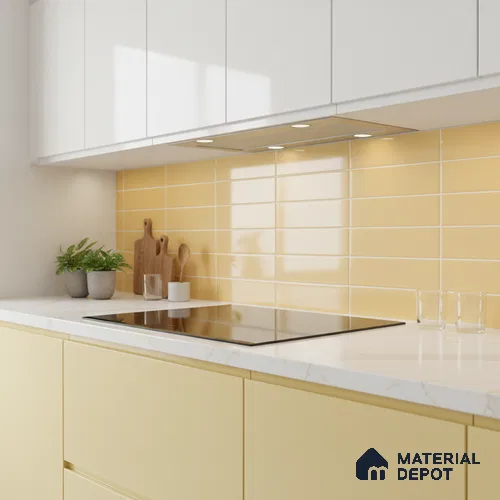 Faux Subway Wall Tile TL 06769 B Lustra Golden Mirage 2 ft x 1 ft Ceramic Glossy Finish - 9 mm | Suitable for Bathroom, Kitchen backsplash | Please Expect a Slight Variation of Pattern