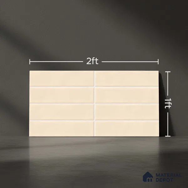 Faux Subway Look Glossy Finish Cream Ceramic Wall Tile | TL 06769 C 2 ft x 1 ft - 9 mm | Suitable For Kitchen & Bathroom