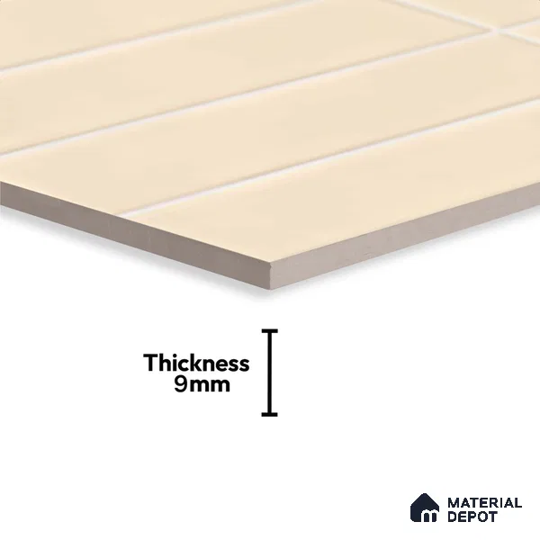 Faux Subway Look Glossy Finish Cream Ceramic Wall Tile | TL 06769 C 2 ft x 1 ft - 9 mm | Suitable For Kitchen & Bathroom