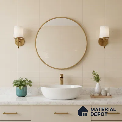 Faux Subway Wall Tile TL 06769 C Lustra Velvet Sand 2 ft x 1 ft Ceramic Glossy Finish - 9 mm | Suitable for Bathroom, Kitchen backsplash | Please Expect a Slight Variation of Pattern (Sample)