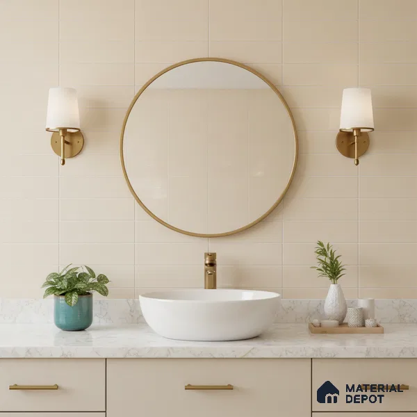 Faux Subway Wall Tile TL 06769 C Lustra Velvet Sand 2 ft x 1 ft Ceramic Glossy Finish - 9 mm | Suitable for Bathroom, Kitchen backsplash | Please Expect a Slight Variation of Pattern (Sample)