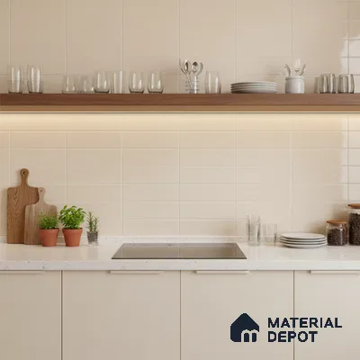 Faux Subway Wall Tile TL 06769 C Lustra Velvet Sand 2 ft x 1 ft Ceramic Glossy Finish - 9 mm | Suitable for Bathroom, Kitchen backsplash | Please Expect a Slight Variation of Pattern (Sample)