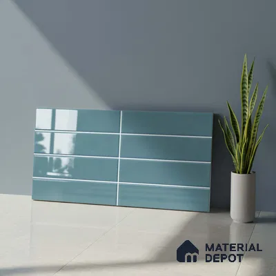 Faux Subway Look Glossy Finish Blue Ceramic Wall Tile | TL 06769 D 2 ft x 1 ft - 9 mm | Suitable For Kitchen & Bathroom