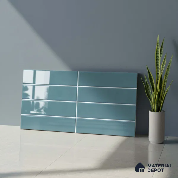 Faux Subway Look Glossy Finish Blue Ceramic Wall Tile | TL 06769 D 2 ft x 1 ft - 9 mm | Suitable For Kitchen & Bathroom