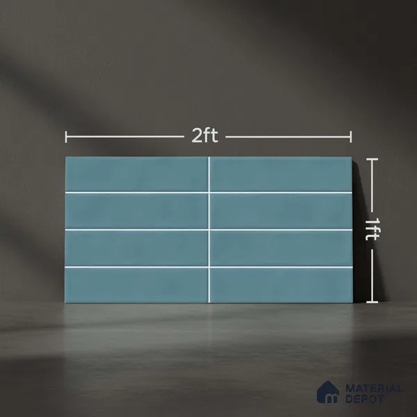 Faux Subway Look Glossy Finish Blue Ceramic Wall Tile | TL 06769 D 2 ft x 1 ft - 9 mm | Suitable For Kitchen & Bathroom