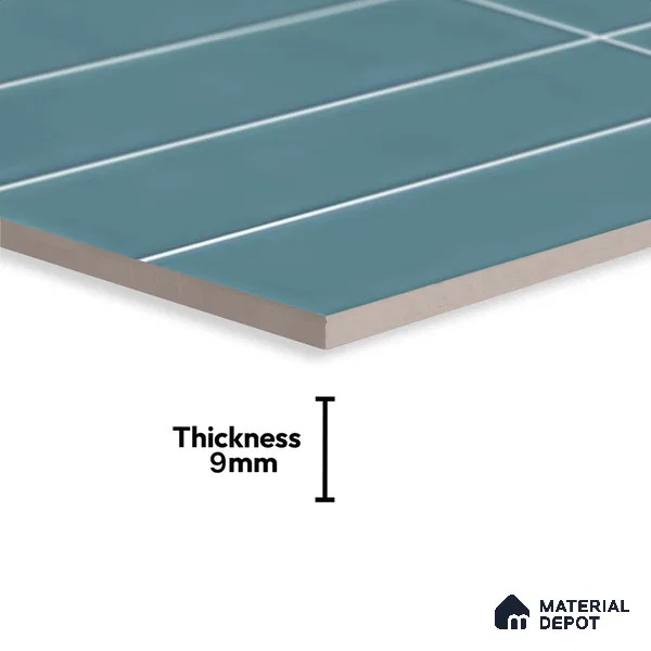 Faux Subway Look Glossy Finish Blue Ceramic Wall Tile | TL 06769 D 2 ft x 1 ft - 9 mm | Suitable For Kitchen & Bathroom