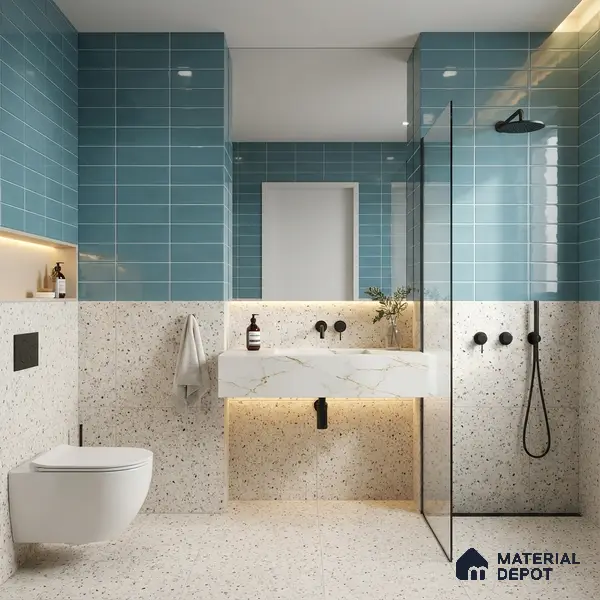 Faux Subway Wall Tile TL 06769 D Lustra Mystic Teal 2 ft x 1 ft Ceramic Glossy Finish - 9 mm | Suitable for Bathroom, Kitchen backsplash | Please Expect a Slight Variation of Pattern