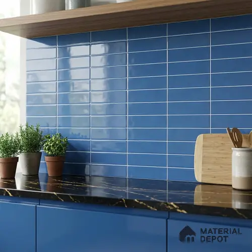 Faux Subway Wall Tile TL 06769 Lustra Twilight Azure 2 ft x 1 ft Ceramic Glossy Finish - 9 mm | Suitable for Bathroom, Kitchen backsplash | Please Expect a Slight Variation of Pattern
