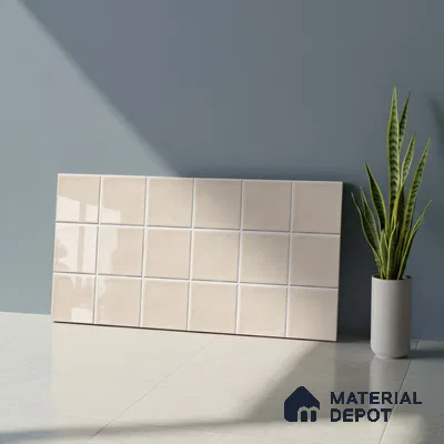 Faux Subway Look Glossy Finish Cream Ceramic Wall Tile | TL 06770 C 2 ft x 1 ft - 9 mm | Suitable For Kitchen & Bathroom