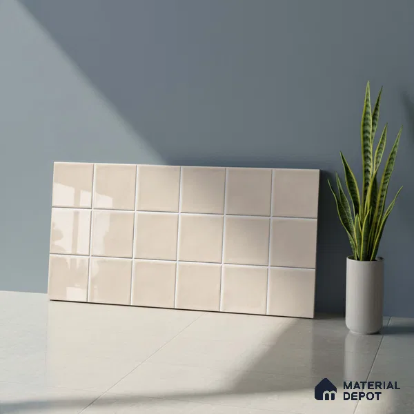 Faux Subway Look Glossy Finish Cream Ceramic Wall Tile | TL 06770 C 2 ft x 1 ft - 9 mm | Suitable For Kitchen & Bathroom