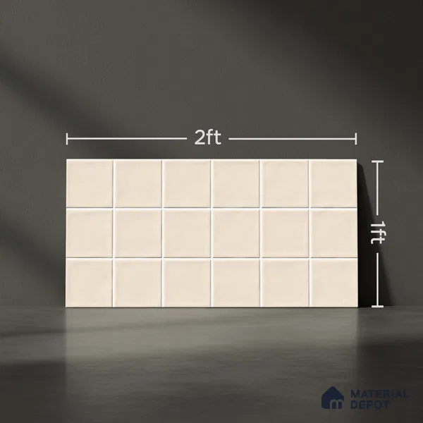 Faux Subway Look Glossy Finish Cream Ceramic Wall Tile | TL 06770 C 2 ft x 1 ft - 9 mm | Suitable For Kitchen & Bathroom