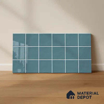 Faux Subway Look Glossy Finish Blue Ceramic Wall Tile | TL 06770 D 2 ft x 1 ft - 9 mm | Suitable For Kitchen & Bathroom