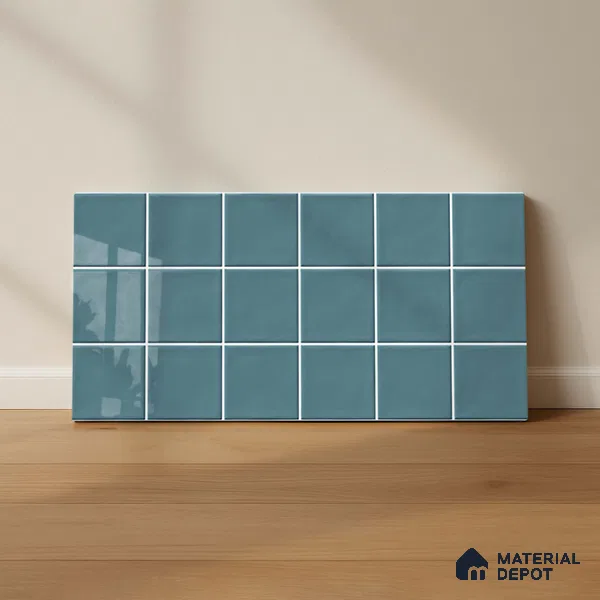 Faux Subway Look Glossy Finish Blue Ceramic Wall Tile | TL 06770 D 2 ft x 1 ft - 9 mm | Suitable For Kitchen & Bathroom