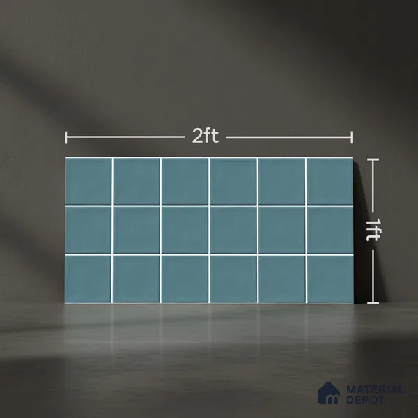 Faux Subway Look Glossy Finish Blue Ceramic Wall Tile | TL 06770 D 2 ft x 1 ft - 9 mm | Suitable For Kitchen & Bathroom