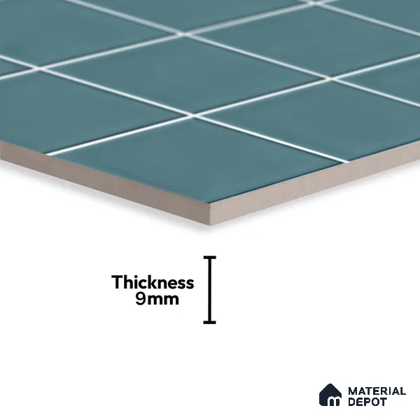 Faux Subway Look Glossy Finish Blue Ceramic Wall Tile | TL 06770 D 2 ft x 1 ft - 9 mm | Suitable For Kitchen & Bathroom