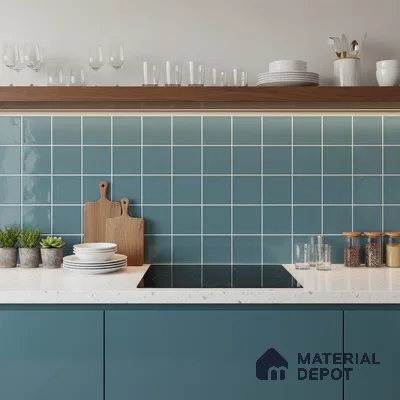 Faux Subway Wall Tile TL 06770 D Lustra Plaza Ocean 2 ft x 1 ft Ceramic Glossy Finish - 9 mm | Suitable for Bathroom, Kitchen backsplash | Please Expect a Slight Variation of Pattern (Sample)