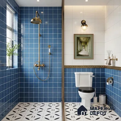 Faux Subway Wall Tile TL 06770 Lustra Plaza Twilight 2 ft x 1 ft Ceramic Glossy Finish - 9 mm | Suitable for Bathroom, Kitchen backsplash | Please Expect a Slight Variation of Pattern