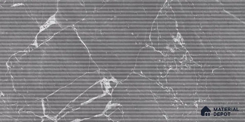 Marble Wall Tile TL 06781 Terra Mirage HL2 2 ft x 1 ft Dark Grey Ceramic Glossy Finish Highlighter Tile - 9 mm | Ideal for Living Room, Bathroom, Kitchen