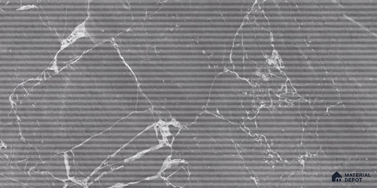 Marble Wall Tile TL 06781 Terra Mirage HL2 2 ft x 1 ft Dark Grey Ceramic Glossy Finish Highlighter Tile - 9 mm | Ideal for Living Room, Bathroom, Kitchen