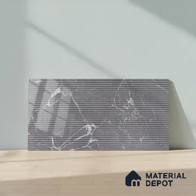 Marble Wall Tile TL 06781 Terra Mirage HL2 2 ft x 1 ft Dark Grey Ceramic Glossy Finish Highlighter Tile - 9 mm | Ideal for Living Room, Bathroom, Kitchen