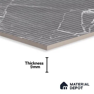 Marble Wall Tile TL 06781 Terra Mirage HL2 2 ft x 1 ft Dark Grey Ceramic Glossy Finish Highlighter Tile - 9 mm | Ideal for Living Room, Bathroom, Kitchen