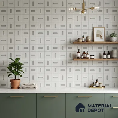 Moroccan Wall Tile TL 06788 Coconut Drift 1 ft x 1 ft White Ceramic Matte Finish Tile - 10 mm | Suitable for Bathroom, Kitchen, Accent/Feature Wall | Please Expect a Slight Variation of Pattern