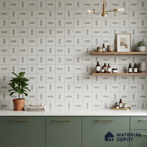 Moroccan Wall Tile TL 06788 Coconut Drift 1 ft x 1 ft White Ceramic Matte Finish Tile - 10 mm | Suitable for Bathroom, Kitchen, Accent/Feature Wall | Please Expect a Slight Variation of Pattern