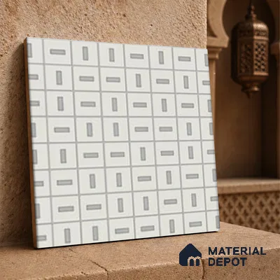 Moroccan Wall Tile TL 06788 Coconut Drift 1 ft x 1 ft White Ceramic Matte Finish Tile - 10 mm | Suitable for Bathroom, Kitchen, Accent/Feature Wall | Please Expect a Slight Variation of Pattern