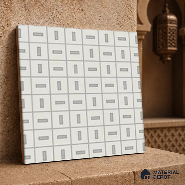 Moroccan Wall Tile TL 06788 Coconut Drift 1 ft x 1 ft White Ceramic Matte Finish Tile - 10 mm | Suitable for Bathroom, Kitchen, Accent/Feature Wall | Please Expect a Slight Variation of Pattern