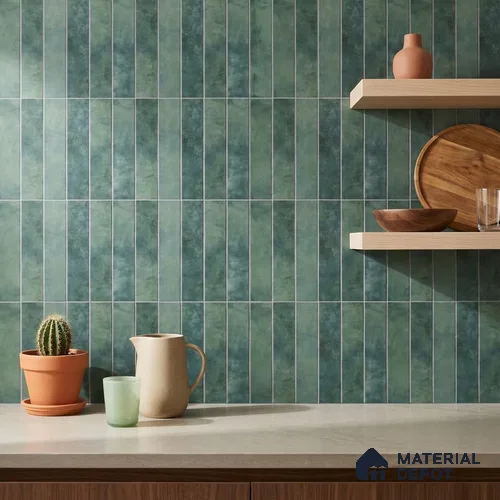 Faux Subway Wall Tile TL 06789 B Bali Lagoon 1 ft x 1 ft Blue Ceramic Matte Finish Tile - 10 mm | Ideal for Bathroom, Kitchen | Please Expect a Slight Variation of Pattern