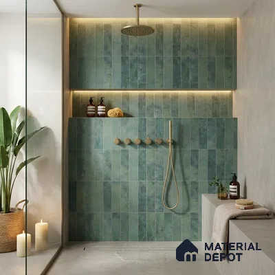 Faux Subway Wall Tile TL 06789 B Bali Lagoon 1 ft x 1 ft Blue Ceramic Matte Finish Tile - 10 mm | Ideal for Bathroom, Kitchen | Please Expect a Slight Variation of Pattern