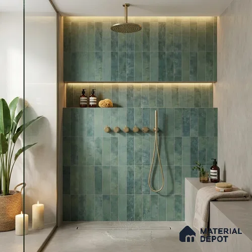 Faux Subway Wall Tile TL 06789 B Bali Lagoon 1 ft x 1 ft Blue Ceramic Matte Finish Tile - 10 mm | Ideal for Bathroom, Kitchen | Please Expect a Slight Variation of Pattern