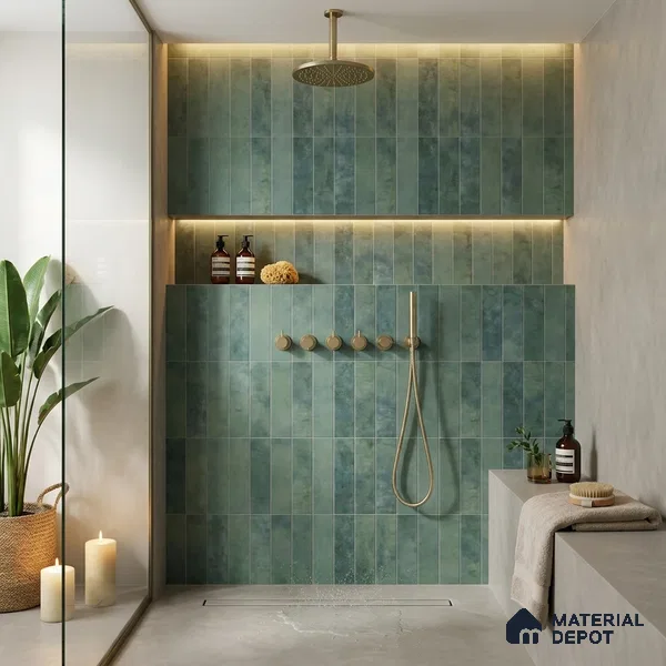 Faux Subway Wall Tile TL 06789 B Bali Lagoon 1 ft x 1 ft Blue Ceramic Matte Finish Tile - 10 mm | Ideal for Bathroom, Kitchen | Please Expect a Slight Variation of Pattern