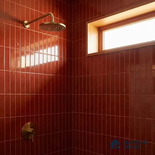 Faux Subway Wall Tile TL 06789 D Bali Ember 1 ft x 1 ft Red Ceramic Glossy Finish Tile - 10 mm | Ideal for Bathroom, Kitchen | Please Expect a Slight Variation of Pattern