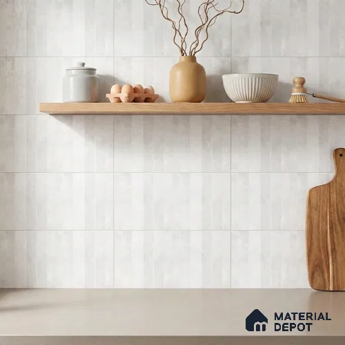 Faux Subway Wall Tile TL 06789 Bali Moonlight 1 ft x 1 ft White Ceramic Matte Finish Tile - 10 mm | Ideal for Bathroom, Kitchen | Please Expect a Slight Variation of Pattern