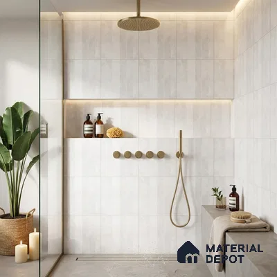 Faux Subway Wall Tile TL 06789 Bali Moonlight 1 ft x 1 ft White Ceramic Matte Finish Tile - 10 mm | Ideal for Bathroom, Kitchen | Please Expect a Slight Variation of Pattern