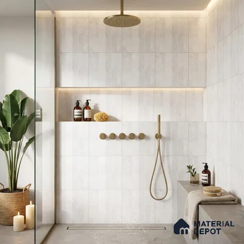 Faux Subway Wall Tile TL 06789 Bali Moonlight 1 ft x 1 ft White Ceramic Matte Finish Tile - 10 mm | Ideal for Bathroom, Kitchen | Please Expect a Slight Variation of Pattern