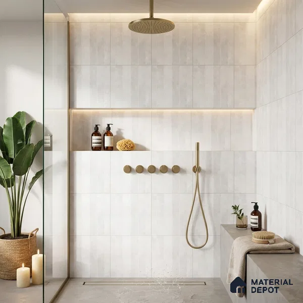 Faux Subway Wall Tile TL 06789 Bali Moonlight 1 ft x 1 ft White Ceramic Matte Finish Tile - 10 mm | Ideal for Bathroom, Kitchen | Please Expect a Slight Variation of Pattern