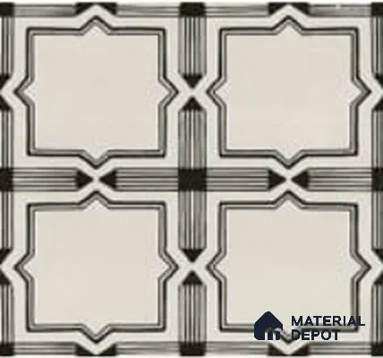 Moroccan Wall & Floor Tile TL 06793 Amalfi Charm 1 ft x 1 ft White Ceramic Glossy Finish Tile - 10 mm | Suitable for Bathroom, Kitchen, Balcony | Please Expect a Slight Variation of Pattern