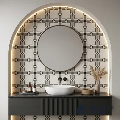 Moroccan Wall & Floor Tile TL 06793 Amalfi Charm 1 ft x 1 ft White Ceramic Glossy Finish Tile - 10 mm | Suitable for Bathroom, Kitchen, Balcony | Please Expect a Slight Variation of Pattern