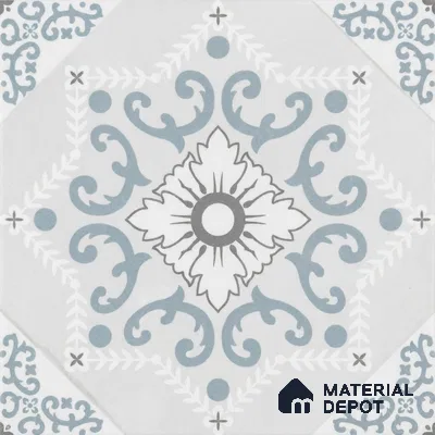 Moroccan Wall & Floor Tile TL 06794 Snowveil Elisa 1 ft x 1 ft Grey Ceramic Glossy Finish Tile - 10 mm | Suitable for Bathroom, Kitchen, Balcony | Please Expect a Slight Variation of Pattern