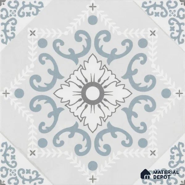 Moroccan Wall & Floor Tile TL 06794 Snowveil Elisa 1 ft x 1 ft Grey Ceramic Glossy Finish Tile - 10 mm | Suitable for Bathroom, Kitchen, Balcony | Please Expect a Slight Variation of Pattern