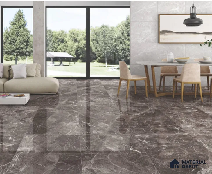 Marble Emperador Wall & Floor Tile TL 06803 C Espresso Brown 4 ft x 2 ft High Gloss Finish Vitrified Tile - 9 mm | 4 Random Designs | Suitable For Living Room, Bedroom, Dining
