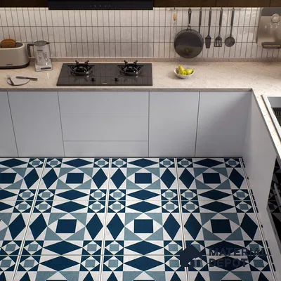 Blue Moroccan Floor & Wall Tile TL 06804 Lustra Seraphic Aqua 2 ft x 2 ft Vitrified Carving Matte Finish - 9 mm | Suitable For Kitchen, Bathroom, Balcony | Please Expect a Slight Variation of Pattern