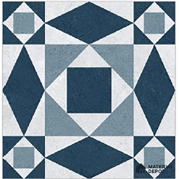Blue Moroccan Floor & Wall Tile TL 06804 Lustra Seraphic Aqua 2 ft x 2 ft Vitrified Carving Matte Finish - 9 mm | Suitable For Kitchen, Bathroom, Balcony | Please Expect a Slight Variation of Pattern